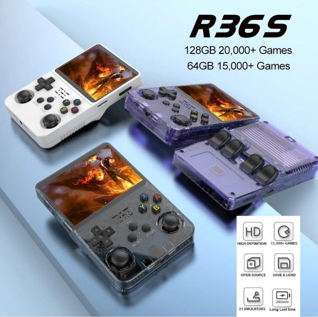 R36S Retro Handheld Game Console with 64G Built-in 15000+ Classic Games