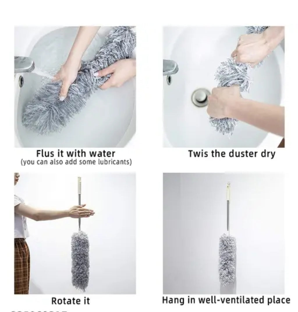 Microfiber Feather Duster Bendable & Extendable Fan Cleaning Duster
