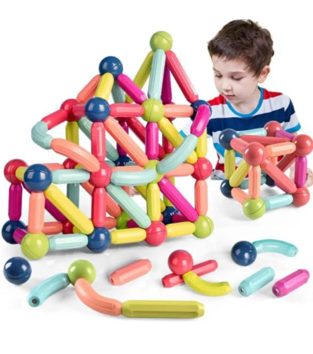 Magnetic Sticks Building Blocks for Kids – STEM Magnet Construction Toy Set for Kids Ages 3+